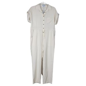 Antonio Melani Cream Point Collar Short Sleeve Button/Tie Front Flight Suit